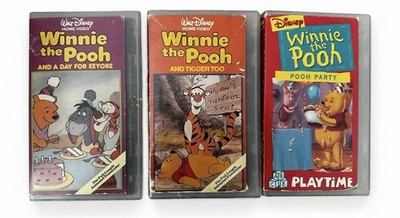 Disney Winnie the Pooh VHS Lot Tigger Too Eeyore Pooh Party Playtime Vintage