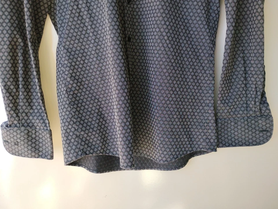 OLYMP Level 5 Body Fit Men's Black Gray Button front Long Sleeve Shirt - Image 4 of 4