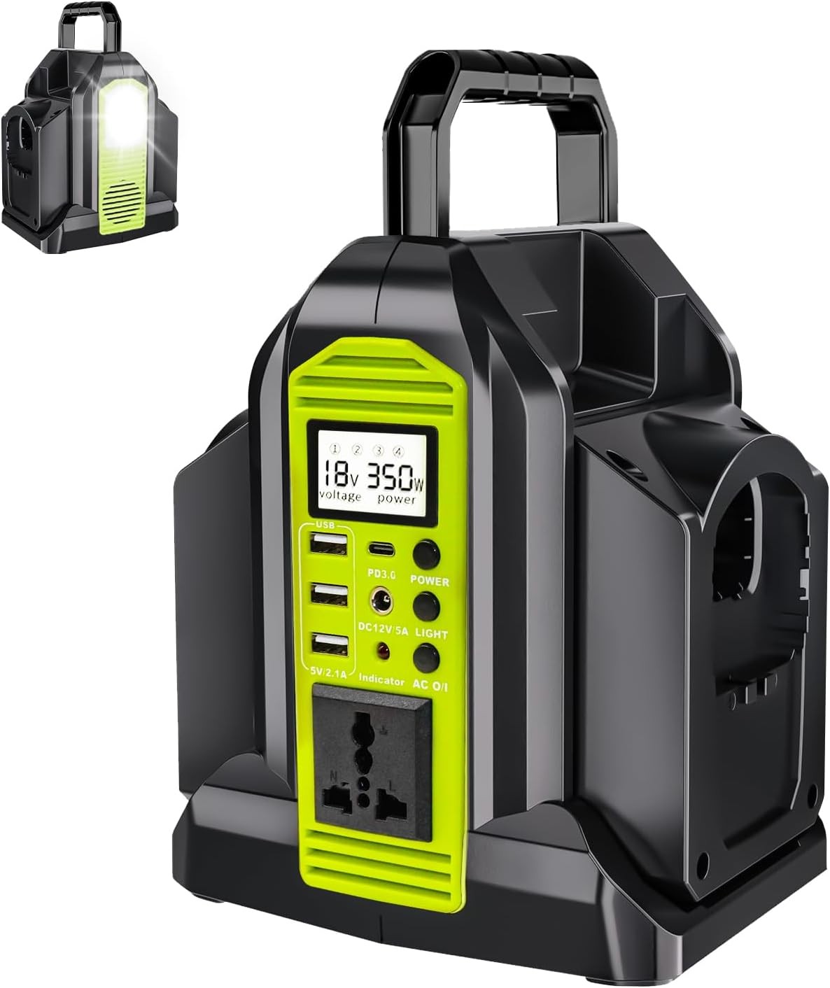 350W Power Inverter Compatible with Ryobi 18V Battery 2-Ports Portable Generator