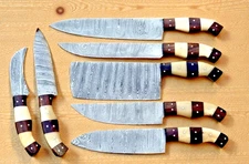 Damascus Steel Chef Knife Set Handmade Kitchen Knives Christmas Gift ZS-431