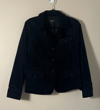 TALBOTS Black Velvet Blazer w/Back Ruffle Detail Size 12