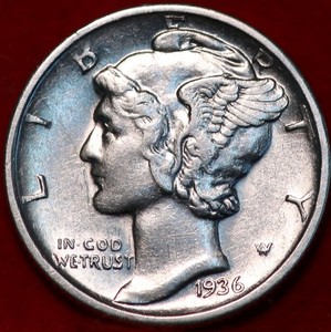 Uncirculated 1936-D Denver Mint Silver Mercury Dime