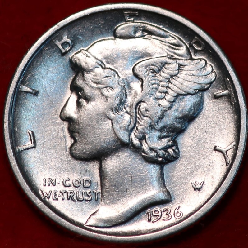 Uncirculated 1936-D Denver Mint Silver Mercury Dime