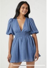 Forever 21 Womens Plunging Clip-Dot Mini Dress NWT Size L