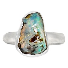 Natural Ethiopian Opal Rough 925 Sterling Silver Ring s.7 Jewelry R-1001