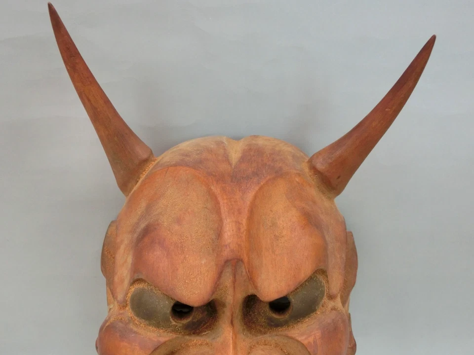 Máscara Kagura de madera japonesa vintage Hannya Angly cara de mujer máscara Demon Noh Foto 2 de 4