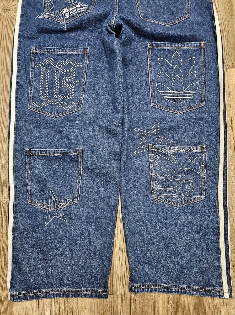 Adidas Originals Baggy GFX Star Graphics Denim Pants Jeans Womens