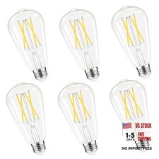 Dimmable Edison Bulbs, 4000K 6W Equivalent to 60 watt E26 6 Pack Daylight White