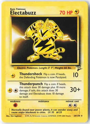Electabuzz 24/130 Rare Base Set 2 Pokemon Moderately Played