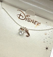 New In Box Disney Necklace Silver Plated Mickey Mouse Name Letter J Crystal