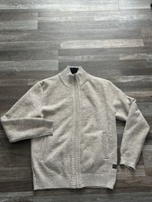 Buffalo David Bitton Men  s Fleece Lined Full Zip Sweater Large Tan Beige Pockets