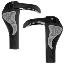 Reusable Bicycle Grip Set Ergonomic Silicone and Aluminum Alloy Bullhorns Black