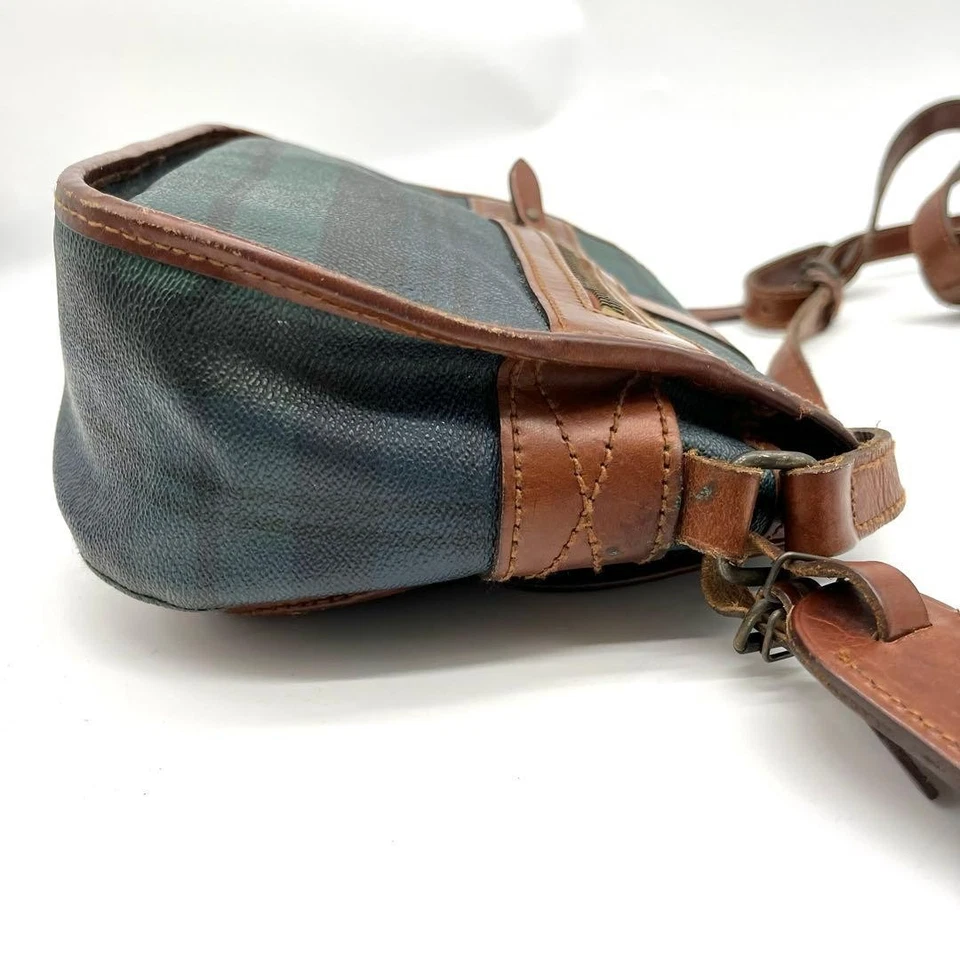 Polo Ralph Lauren Tartan Check Shoulder Bag – PVC × Leather 2Y1898 - Image 4 of 4