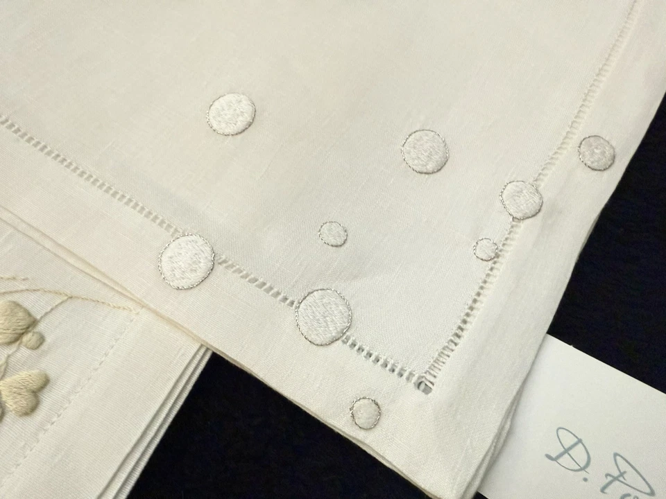 D Porthault Paris One Anagramme And One Confetti 20” Linen Dinner Napkins NEW - Image 3 of 4