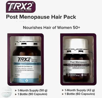OXFORD BIOLABS TRX2 Hair Loss Supplement (men & women) and Post Menopause Hair (2 bottle pack)
