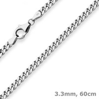 3,3Mm Panzerkette Silberkette Collier Halskette Aus 925 Silber Rhodiniert 60Cm