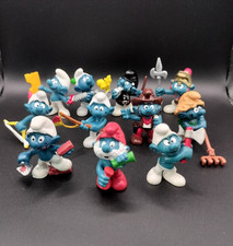 11 Working Smurfs Vintage Toy Figure Papa Smurf Scheich Lot Y 96