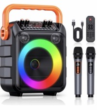 Karaoke Machine, Portable Bluetooth Karaoke Speaker with 2 Wireless Microphones