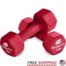 Neoprene Dumbbells 12LB Pair Non-Slip Hex Shape Weight Lifting Home Gym Fitness