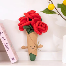 Cute Smiling Red Flower Gift Jelly-cat Amuseables Rose Bouquet Plush Toy
