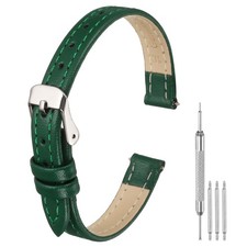 Leather Watch Band, 10mm Release Watch Strap for Men, Green