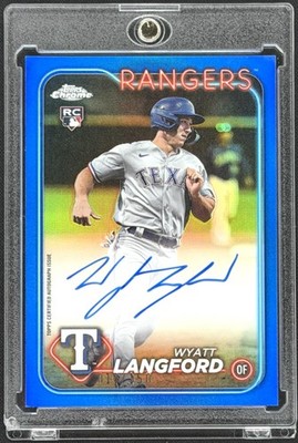 Wyatt Langford Rookie 2024 Topps Chrome #RA-WL True Blue Refractor /150