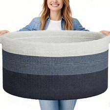 125L Extra Large Blanket Basket, 25" x 16", Jumbo Laundry Woven Baskets