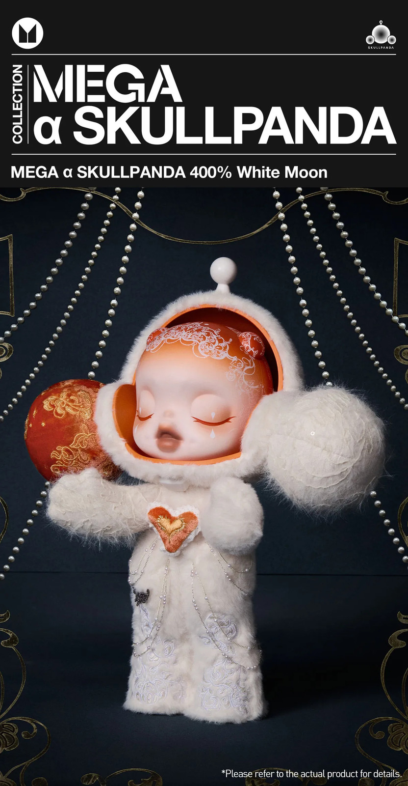 MEGA Α SKULLPANDA 400% WHITE MOON HOT CUTE TOY