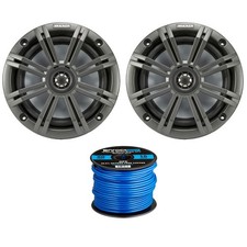 Kicker 6.5" 2-Way 195W Coaxial Marine Speakers Pair w/Charcoal Grilles, Wire
