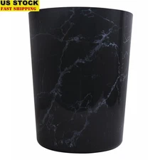 Black Marble Plastic Trash Can 5 Gallon Decorative Wastebasket Home Office New
