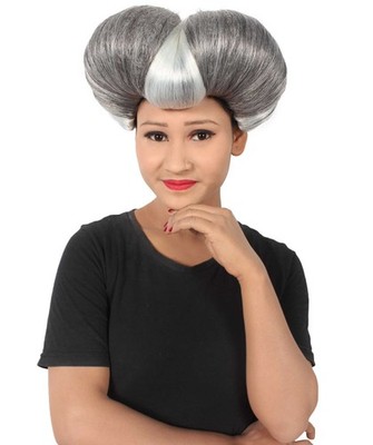 Graue böse Stiefmutter Perücke Pompadour Stil Halloween Bösewicht Kostüm Perücken