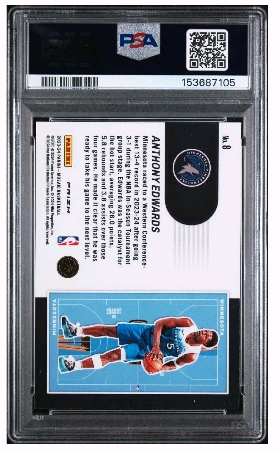 2023-24 Mosaic NBA In-Season Tournament #8 Anthony Edwards PSA 9 Timberwolves SP view 2