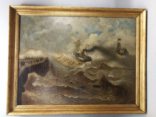 Post, Johann Bernhard Hermann (1879-1970) Großes seltenes Seestück Gemälde 124cm