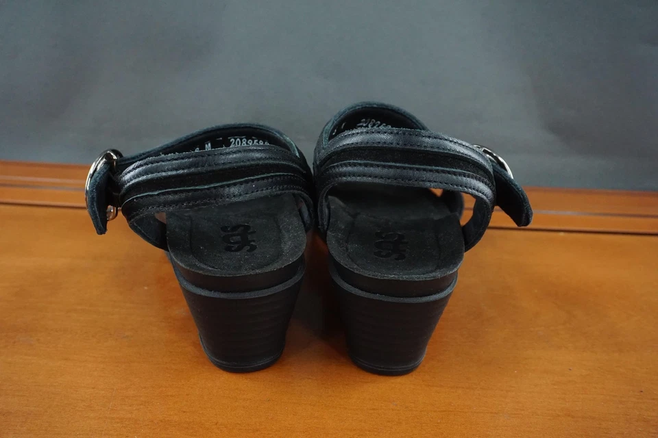 Sandalias SAS San Antonio Zapateros Mujer Talla 8M Negro Cuña Anillo Hebilla EE. UU. Foto 4 de 4
