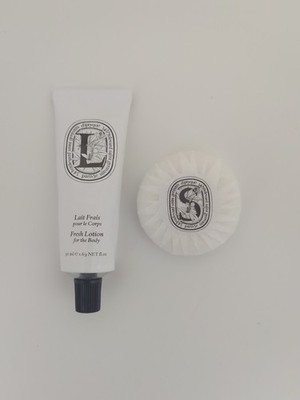 DIPTYQUE Set Lait Frais Body Lotion 1.69oz 50ml & Savon Hand Soap 45g Combo