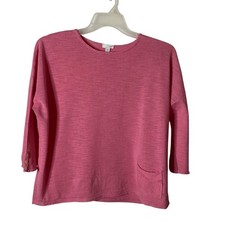 J. Jill Pink Linen Cotton Blend 3/4 Sleeve Pu...