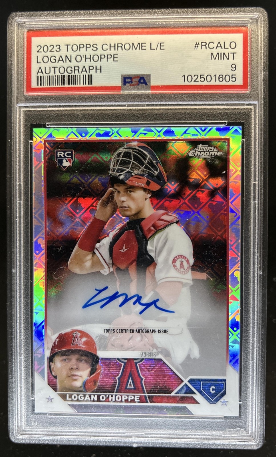 2023 Topps Chrome Logofractor Logan O'Hoppe Auto Rookie #RCA-LO Angels PSA 9