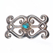 Vintage Navajo sterling silver, cast belt buckle with nice turquoise