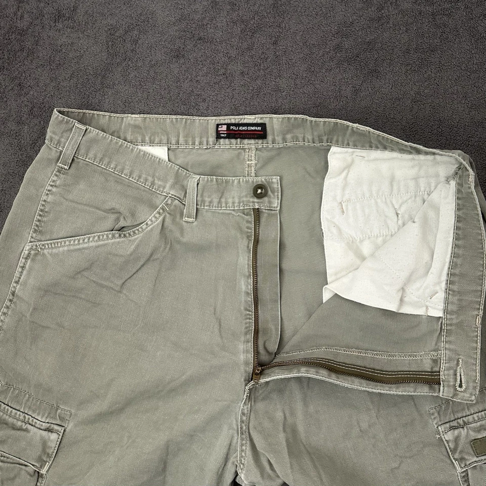 Vintage Polo Jeans Co Ralph Lauren Cargo Chino Shorts Men Size 38 Olive Green - Image 2 of 4