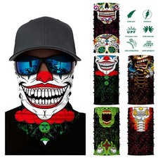 Halloween Cosplay Neck Gaiter Bandana Washable Skull Outdoor Ski Face Mask Scarf