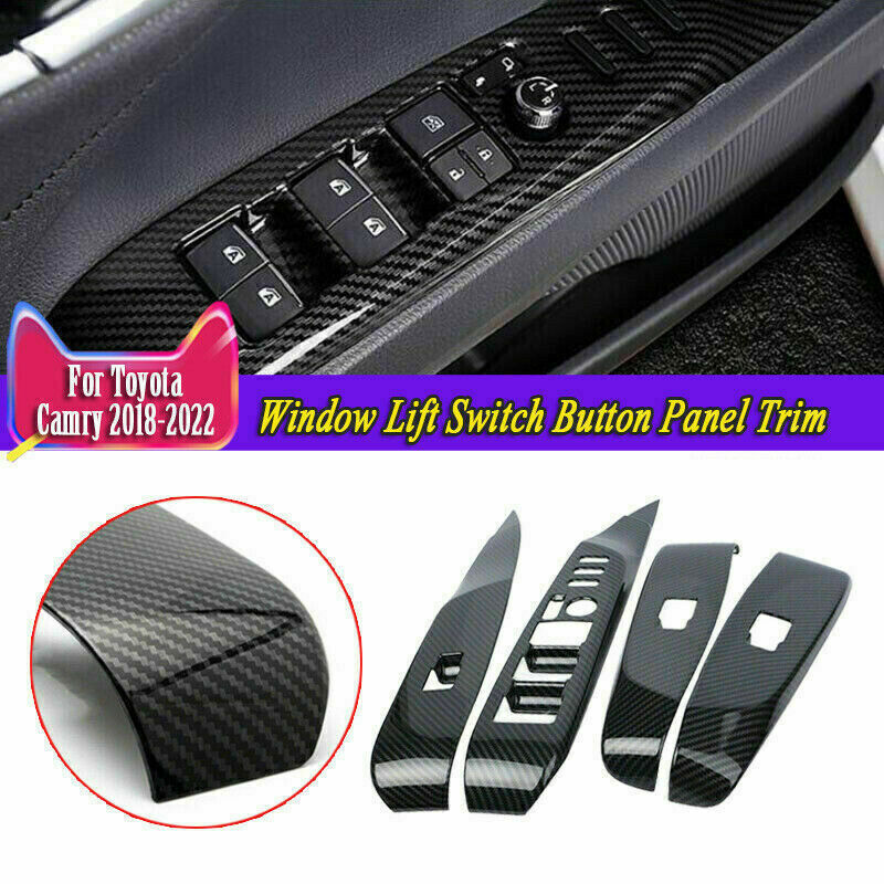 For Toyota Camry 2018-2022 Carbon Fiber Style Car Window Lift Switch Cover Trim