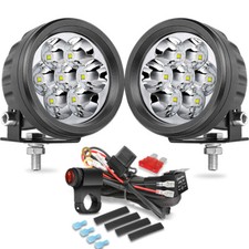 2x 3.5 Led Spot Auxiliary Headlight Driving Fog Lamp Motorcycle Bike Wiring Kit