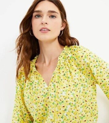 yellow tie neck blouse