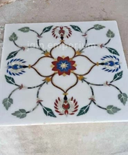 21'' white Marble Table Top Corner center Coffee Inlay malachite mop decor room