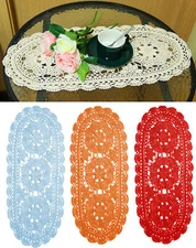 24in Hollow Flowers Lace Doilies Oval Wedding Vase Decor Table Runner Placemats