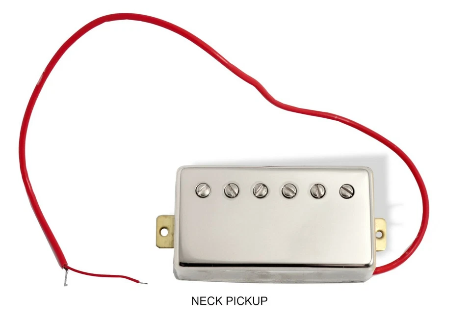 Pickup Humbucker Metal Set Passive Neck and Hot Bridge Chrome 2 Wire 081070CH - Image 3 of 4