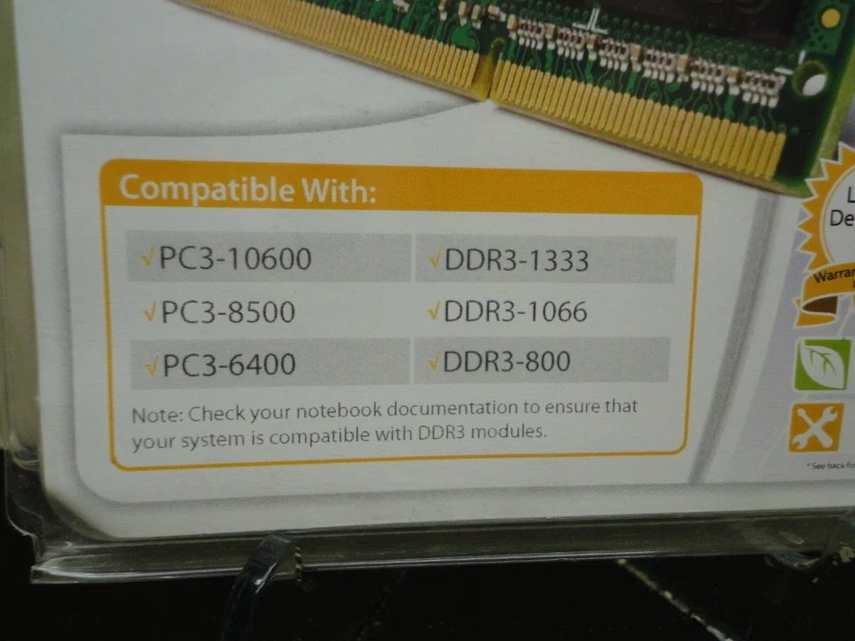 Centon 2GB PC3-10600 1333MT/S DDR3 SODIMM Notebook Memory Module 2GB1333D3LT - Image 2 of 4