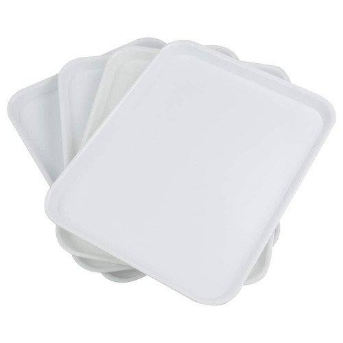 White Rectangular Fast Food Tray 4 Pack 17.2x13.5 Inch Cafeteria Serving - Picture 7 of 7