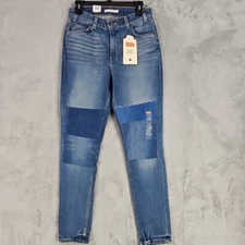Levi's Orange Tab Jeans Womens 29 Blue Patchwork 721 Vintage High Rise Skinny
