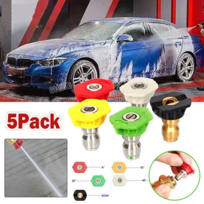 5Pc Pressure Spray Nozzle Quick Connection Washer Jet Wash Quick Release Nozzles